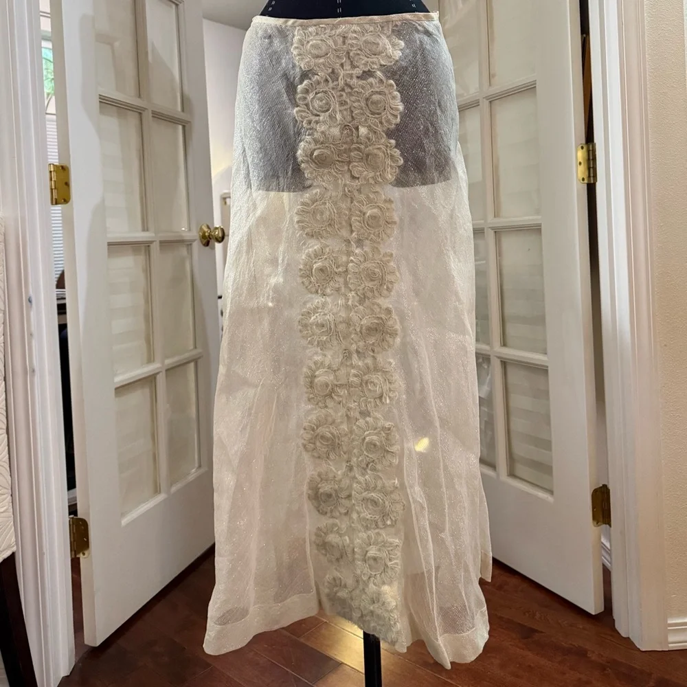 Sheer Midi Skirt with Embroidery - Picture 5 of 6